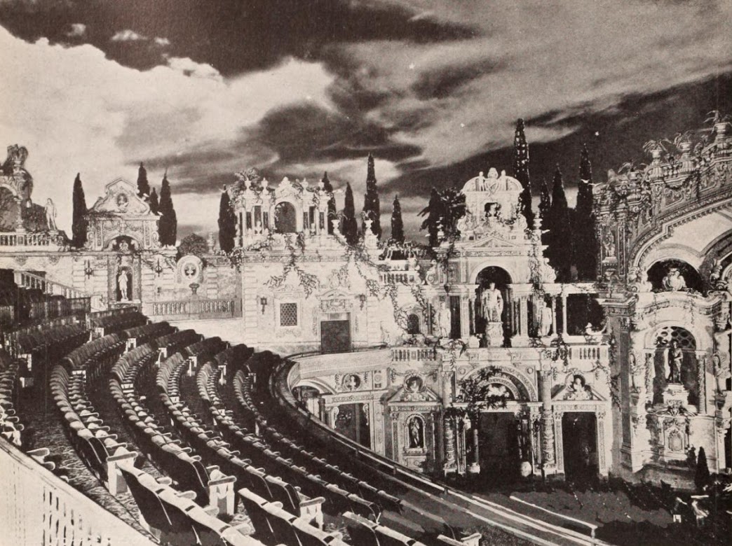 An archival view across the Paradise auditorium and its atmospheric ceiling